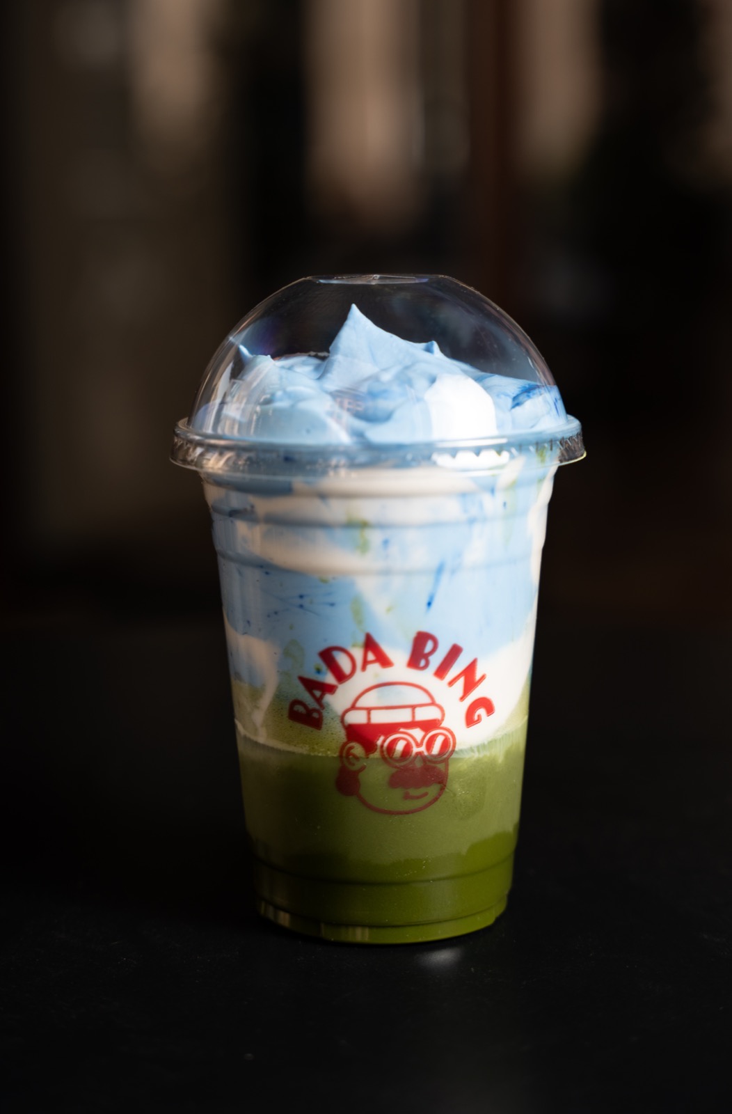 Earth and Sky matcha drink at Bada Bing Bakehouse matcha bar, Dubai Marina